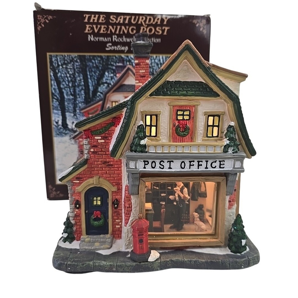 The Saturday Evening Post Norman Rockwell Collection SORTING MAIL Porcelain Hous